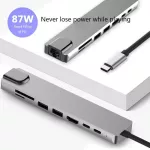 100mbps 8 In 1 Hub Aluminum Alloy Usb-C Hub 4k 30hz Hd Usb 3.0 Adapter Portable Lap Pd Charging Sd Tf Card Reader Rj45