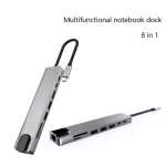 100mbps 8 In 1 Hub Aluminum Alloy Usb-C Hub 4k 30hz Hd Usb 3.0 Adapter Portable Lap Pd Charging Sd Tf Card Reader Rj45