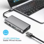 Type-C To Rj45 Gigabit Lan Ethernet Hdmi 4k Vga Adapter Sd Tf Card Reader Usb-C Usb 3.0 Audio For Macbook Samsung Thunderbolt 3