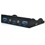Usb Hub 5 Port Usb 3.1 Type-C Usb 3.0 Front Panel Hd Audio 3.5mm Earphone Jack Mic Expansion Adapter For Desk 3.5" Floppy Bay