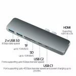 Virivi Usb 3.1 Type-C Hub To Adapter Hdmi Vga 4k Thunderbolt 3 Hub With Hub 3.0 Tf Sd Reader Slot Pd For Macbook Pro/air