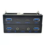 Usb Hub 5 Port Usb 3.1 Type-C Usb 3.0 Front Panel Hd Audio 3.5mm Earphone Jack Mic Expansion Adapter For Desk 3.5" Floppy Bay