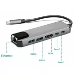 Usb C Hub To Ethernet Rj45 Pd Usb 3.0 Type C Splitter 6 Ports Multi Adapter Dock For Macbook Pro Computer Accessories
