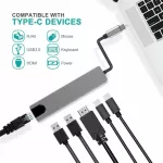 Usb C Hub To Ethernet Rj45 Pd Usb 3.0 Type C Splitter 6 Ports Multi Adapter Dock For Macbook Pro Computer Accessories