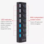 Usb Hub Usb 3.0 Splitter Multi Usb 7 Ports Hab With Eu Plug Power Adapter 7 Switch For Charging Tf Sd Card Reader Pc Computer