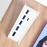 6 In 1 Usb Hub Splitter Expander Adapter For Ps5 4 Usb 3.0 Type-C Ports For Playstation 5 Digital Edition Game Accessories