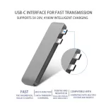 Dual Usb Type C Hub For Macbook Pro 6 In 1 Usb C Docking Station Adapter Hub Adapter Support 2 Usb 3.0 Ports Sd / Tf Card Port