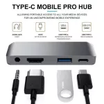 Usb Type-C Mobile Pro Hub Adapter With Usb-C Pd Charging 3.0 Tablet Jack For Ipad Usb Hub Headphone 3.5mm Pro J9w6