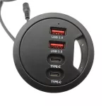 Eu Us Mounting In-Desk 4 Ports Usb 3.0 Usb C Type C Hub Power Adapter Multi Splitter For Pc Lap Computer Cellphone Tablet