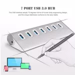 7 Port Aluminum Usb 3.0 Hub 5gbps High Speed Docking Station With Ac Power Adapter Support Usb 2.0 For Pc Lap Mac Macbook