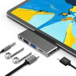 Usb-C Hub To 4k Hdmi With Pd Sd Tf Card Usb 3.0 3.5mm Jack Port Hub Type C Dock For Ipad Pro 11 Pro 12.9 3rd 4th Gen