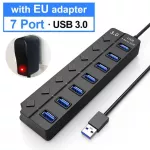 Usb 3.0 Hub Usb Splitter 4 - 7 Port High Speed Multi Splitter With Power Adapter Led Indicator Switch For Lap Pc Accessories