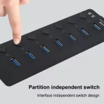 Usb 3.0 Hub Usb Splitter 4 - 7 Port High Speed Multi Splitter With Power Adapter Led Indicator Switch For Lap Pc Accessories