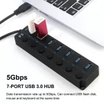 Usb 3.0 Hub Usb Splitter 4 - 7 Port High Speed Multi Splitter With Power Adapter Led Indicator Switch For Lap Pc Accessories