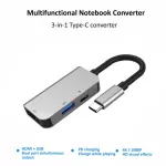 Usb Type C 3.1 To Hdmi-Compatible Usb 3.0 Dock Hub 3 In 1 Usb C Adapter 4k Video Pd Charge Converter For Macbook/pro/chromebook