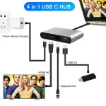 4 In 1 Usb Type-C To Hdmi 4k Rj45 Gigabit Ethernet Network Card Type-C Pd Otg Hub Adapter Cable For Macbook Usb-C Splitter