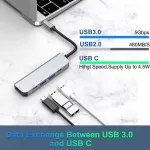 Fsu Usb C Hub Thunderbolt 3 Type C To Hdmi 4k Uhd 87w Pd Fast Charging Usb 3.0 Hib 1000mbps Transfer Converter Type C Adapter
