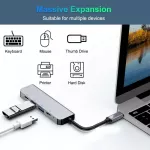 Fsu Usb C Hub Thunderbolt 3 Type C To Hdmi 4k Uhd 87w Pd Fast Charging Usb 3.0 Hib 1000mbps Transfer Converter Type C Adapter