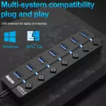 Usb Hub 3.0 High Speed 4 / 7 Port Usb 3.0 Hub Splitter On/off Switch With Eu/us Power Adapter For Computer Pc Hub Usb 3.0