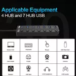 Usb Hub 3.0 High Speed 4 / 7 Port Usb 3.0 Hub Splitter On/off Switch With Eu/us Power Adapter For Computer Pc Hub Usb 3.0