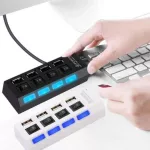 4 Ports/7 Ports Led Usb 2.0 Adapter Hub Power On/off Switch For Pc Lap Switches Adapter Cable Splitter For Pc Lap