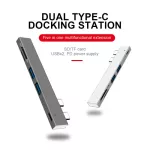 Dual Type-C Ports Docking Station Usb C Hub To Usb3.0 Tf Sd Pd Charging Converter For Macbook Pro/air