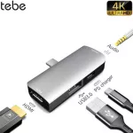 Tebe 4 In 1 Type-C Hub Usb C To 4k Hdmi-Compatible Docking Station 3.5mm Aux Jack Usb 3.0 Hub For Ipad Pro/macbook Pro Huawei