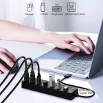 Usb Hub 3.0 Splitter 3 Hab Multi Usb Use Power Adapter 7 Port Multiple Expander 2.0 Usb3 Hub With Switch For Pc Power Switches
