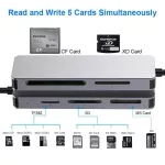 Rocketek Cr304a Same Time 5 Card Usb 3.0 Type C Memory Card Reader Adapter For Sd/tf Cf Ms Xd Compact Flash Microsd Computer