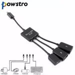 Powstro 3 In1 Multi-Function Dual Micro Usb Host Otg Hub Adapter Cable Male To Female Dual Micro Usb 2.0 Host Hub Adapter Cable