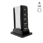 New Vertical 7-Port Usb 2.0 Usb Hub High Speed One And Usb Seven Hub Black Power Splitter Supply Seat With Ports Base V1u7