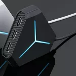 Usb 2.0 Hub 6 Port 1m Cable Splitter With Tf Sd Card Reader Mic Aux Cool Light Charging For Multi-Device Desk Lap