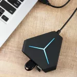 Usb 2.0 Hub 6 Port 1m Cable Splitter With Tf Sd Card Reader Mic Aux Cool Light Charging For Multi-Device Desk Lap