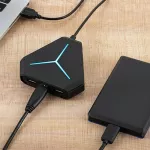 Usb 2.0 Hub 6 Port 1m Cable Splitter With Tf Sd Card Reader Mic Aux Cool Light Charging For Multi-Device Desk Lap