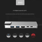 6 In 1 Usb 3.0 High Speed Ports Type-C Hub Usb-C To 4k 30hz Hd Lap Rj45 Gigabit Ethernet Network Pd Hub Hot