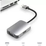 2 In 1 Dual Display Usb 3.0 To Vga Hdmi Converter Cable Hub Adapter For 1080p Macbook Windows 7/8/10 Computer