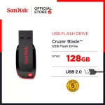 Sandisk Cruzer Blade USB 2.0 Flash Drive 128GB Black SDCZ50-128G-B35 Memory Sandy Flazed Synnex 5-year warranty