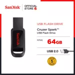 SanDisk CRUZER SPARK USB แฟลชไดร์ฟ 64GB USB2.0 SDCZ61_064G_G35 Black เมมโมรี่ แซนดิส แฟลซไดร์ฟ ประกัน Synnex รับประกัน 5 ปี