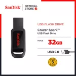Sandisk Cruzer Spark USB Flash Drive 32GB USB2.0 SDCZ61_032G_G35 Black Memory Sandy Flazed Synnex 5 years warranty