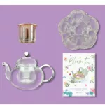 ชุดชากลีบดอกบัวพร้อมกาและฐานอุ่น ชาจีน​กลีบดอกบัวสีน้ำเงิน​ ชนิดแห้ง​ " Bloom Tea "