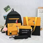 กระเป๋าเป้/Backpack Women Canvas Korean Backpack Cute Girl Book Student Schoolbag Four-piece Set