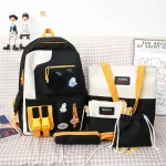กระเป๋าเป้ผู้หญิง/Five-piece schoolbag female Korean version large-capacity backpack for junior high and high school students