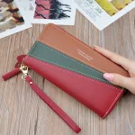 DIHOPE Women's Zipper Closure Spliced Wrist Strap Tassel Wallet for Girls New  Fashion Phone Coin Long Purse Card Holder