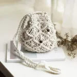 Drawstring Women's Straw Bucket Bag Summer Woven Shoulder Bags Shopping Purse Beach Handbag Straw Handbags Travel Bag