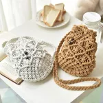 Drawstring Women's Straw Bucket Bag Summer Woven Shoulder Bags Shopping Purse Beach Handbag Straw Handbags Travel Bag