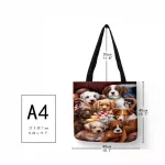 Durable Linen Practical Shopping Hand Bag 3D Cat Golden Retriever Pattern Shoulder Bags Female Beach Tote Bag Bolsas Feminina