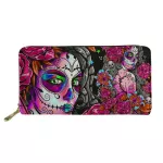 ELVISWORDS Sugar Skull Girls Long Leather Woman Wallets Waterproof Cool Purse for Women Ladies Bags for Money Phone Case Female