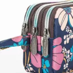 Elegant Floral Print Large Capacity Wallet Handbag For Party Travel Wedding 3 - Layer Women Girl Canvas Card Holder Clutch Purse