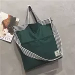DIGERUI Women's Handbag Canvas Bag 2020 New Striped and Printed Shoulder Canvas Bag Double Pocket Fashion Casual Bag