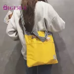 DIGERUI Women's Handbag Canvas Bag 2020 New Striped and Printed Shoulder Canvas Bag Double Pocket Fashion Casual Bag